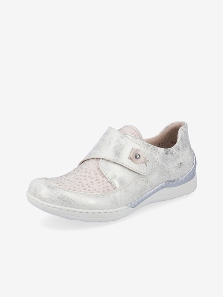 Rieker Beige und silberne Damen Turnschuhe Rieker