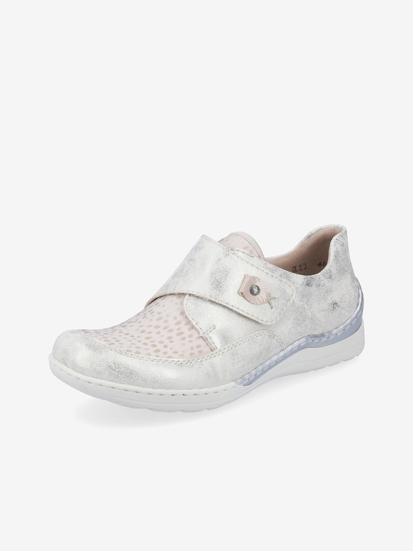 Rieker Beige und silberne Damen Turnschuhe Rieker