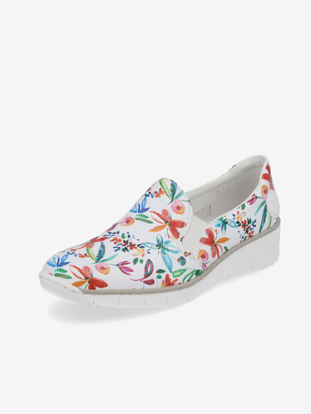 Rieker Weiße Damen Slip On Sneakers mit Blumenmuster Rieker