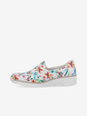 Rieker Weiße Damen Slip On Sneakers mit Blumenmuster Rieker
