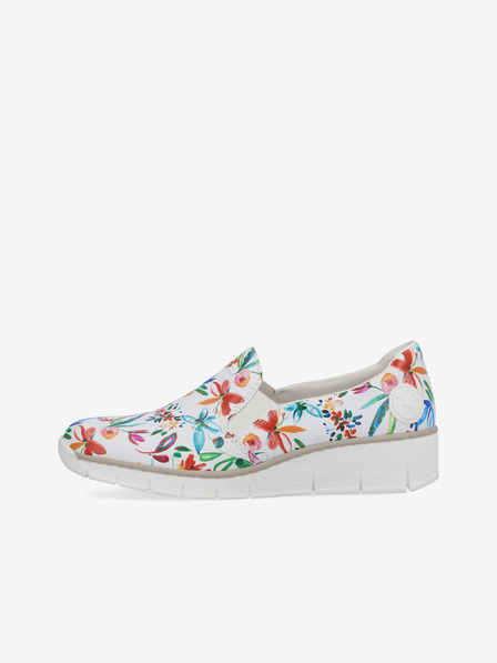 Rieker Weiße Damen Slip On Sneakers mit Blumenmuster Rieker