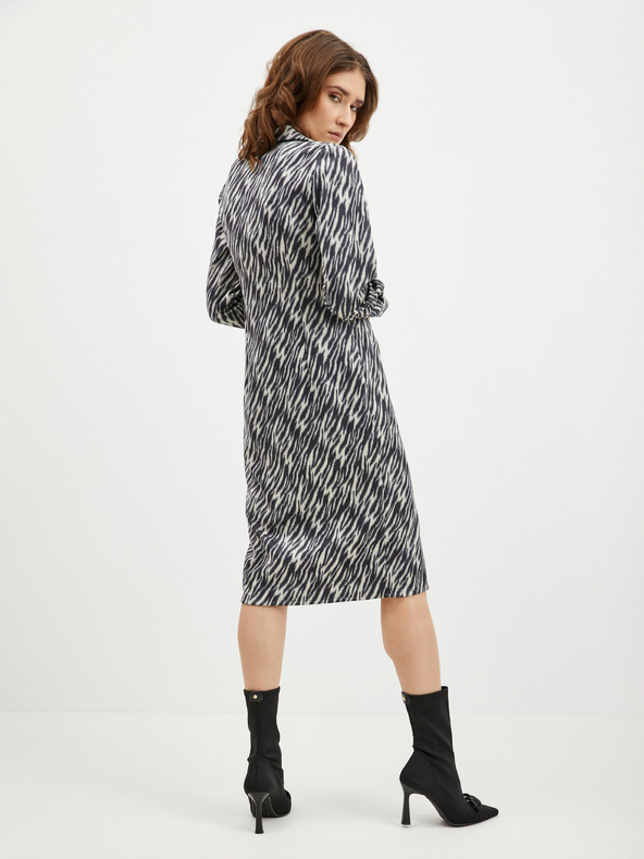 Orsay Beige-schwarz gemustertes Hemdblusenkleid für Damen Wildleder ORSAY