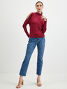 Orsay Burgunderfarbene Damen-Strickjacke mit Ausschnitten ORSAY