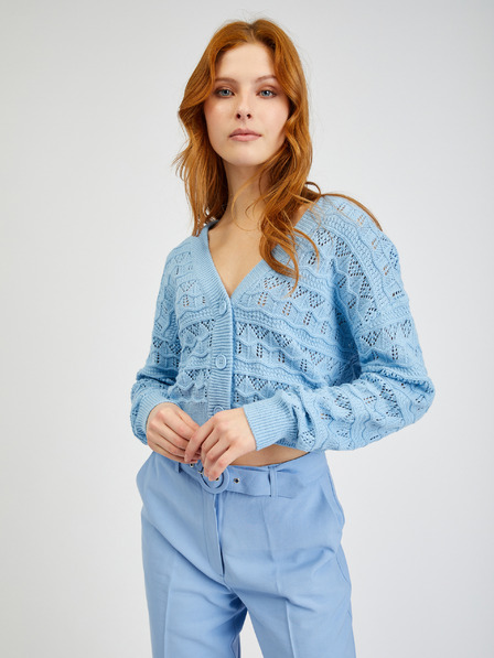 Orsay Hellblaue gemusterte Damen Strickjacke ORSAY