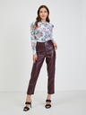 Orsay Burgunderfarbene Damen Kunstlederhose Kurzform ORSAY