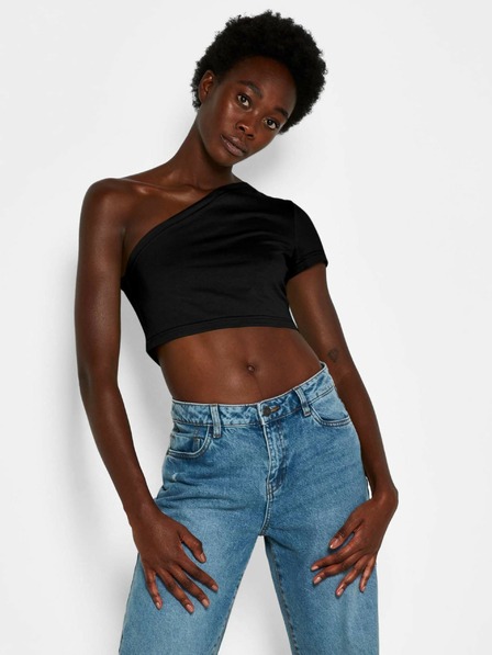 Noisy May Schwarzes asymmetrisches Crop-Top Noisy May Nini