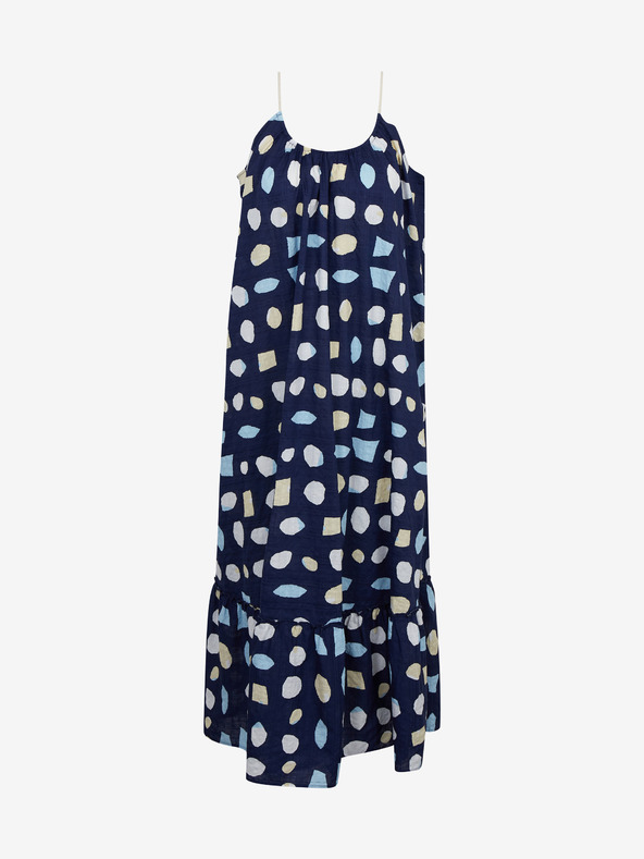 ZOOT.lab Dunkelblaues gemustertes Maxikleid für Damen mit Rüsche ZOOT.lab Grete