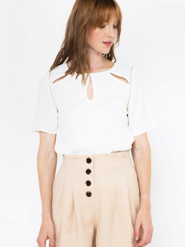 CAMAIEU Weiße Bluse mit Schlitzen CAMAIEU