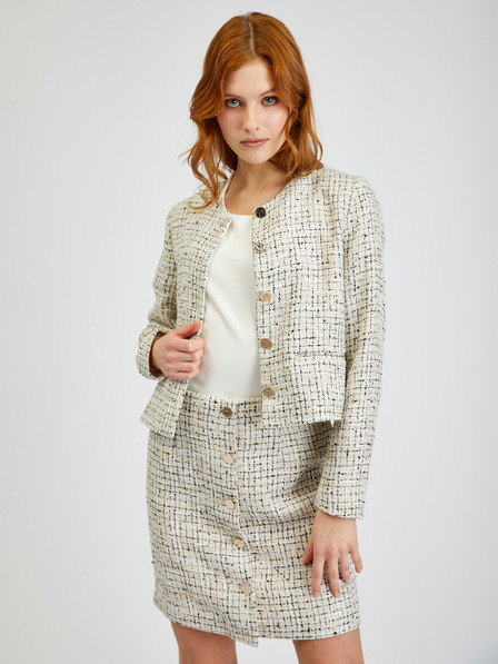 Orsay Cremefarbene gemusterte Damenjacke ORSAY