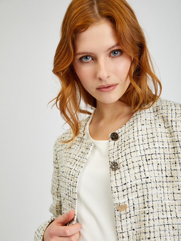 Orsay Cremefarbene gemusterte Damenjacke ORSAY