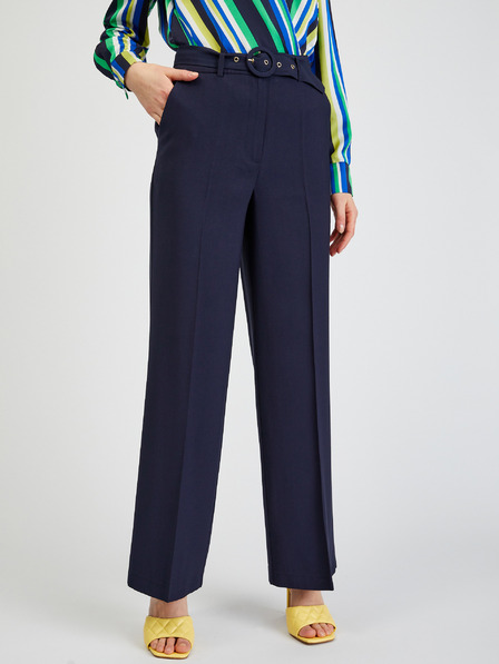 Orsay Dunkelblaue weite Damenhose mit Gürtel ORSAY
