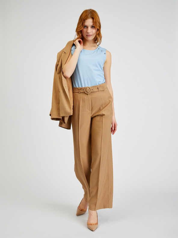 Orsay Braune weite Damenhose mit Gürtel ORSAY