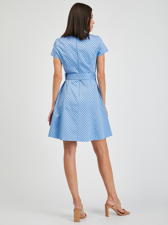 Orsay Blaue Damen-Punktekleid mit Gürtel ORSAY