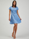 Orsay Blaue Damen-Punktekleid mit Gürtel ORSAY