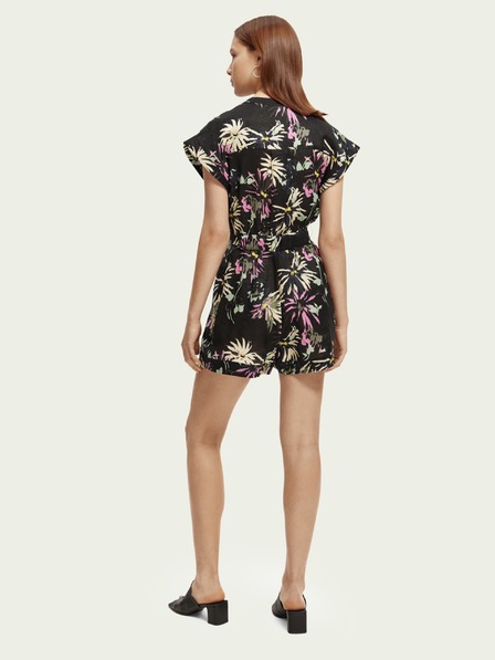 Scotch & Soda Schwarzer geblümter Leinen-Overall für Damen Scotch & Soda