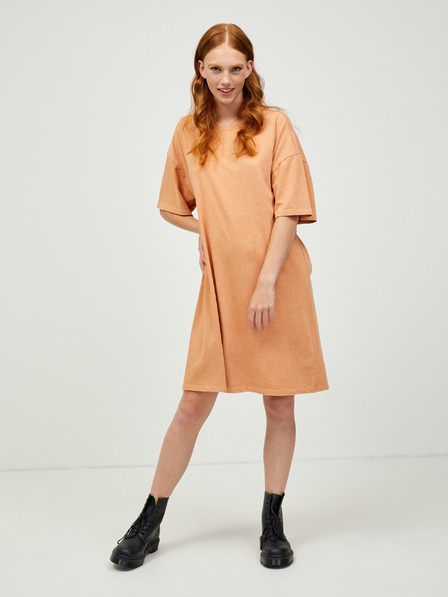Pieces Orangefarbenes Basic-Kleid Pieces Taryn
