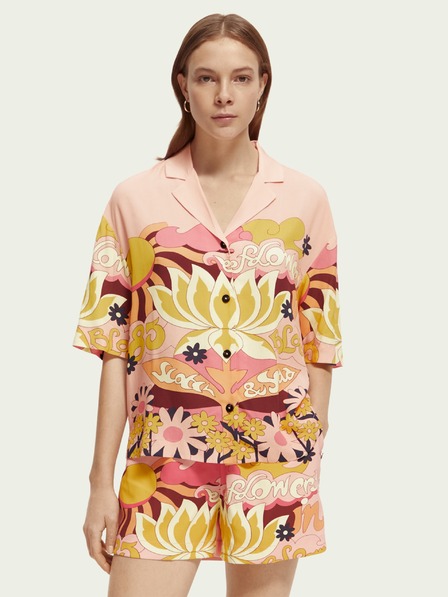 Scotch & Soda Aprikosenfarbenes gemustertes Damen-Shirt Scotch & Soda