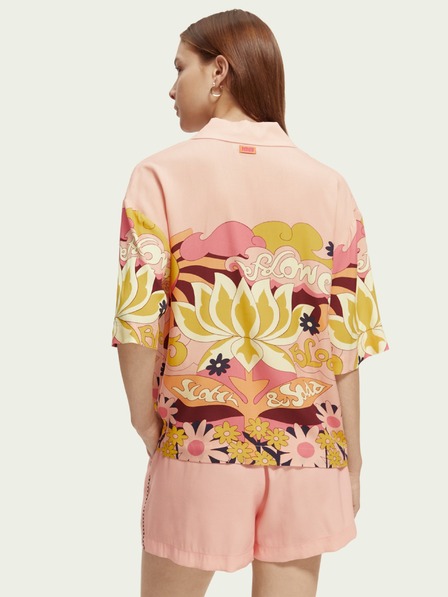 Scotch & Soda Aprikosenfarbenes gemustertes Damen-Shirt Scotch & Soda