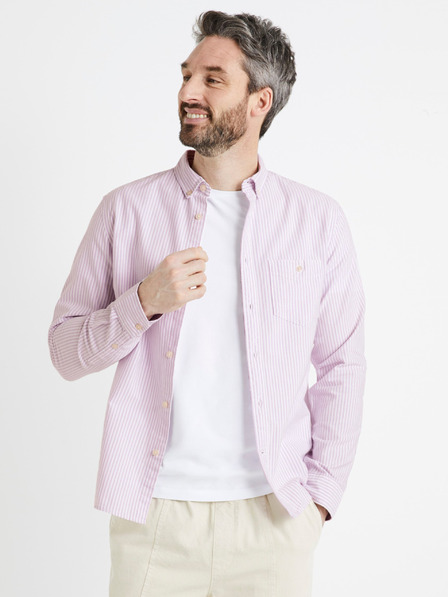Celio Hellviolett gestreiftes Herrenhemd Celio Caoxfords