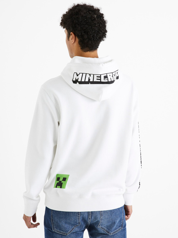 Celio Weißer Herren-Kapuzenpullover Celio Minecraft