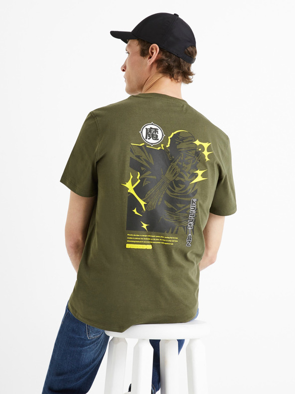 Celio Grünes Herren Baumwoll-T-Shirt Celio Dragon Ball Z