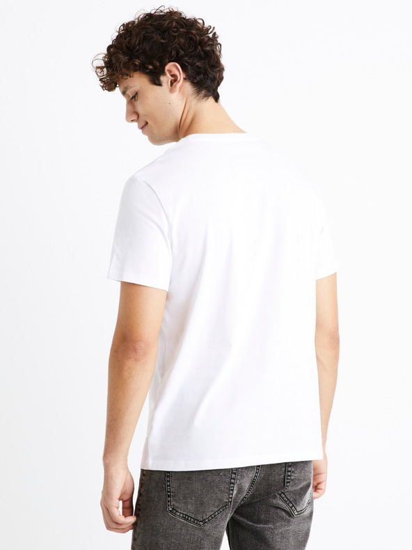 Celio Weißes Herren T-Shirt mit Druck Celio Debreaki
