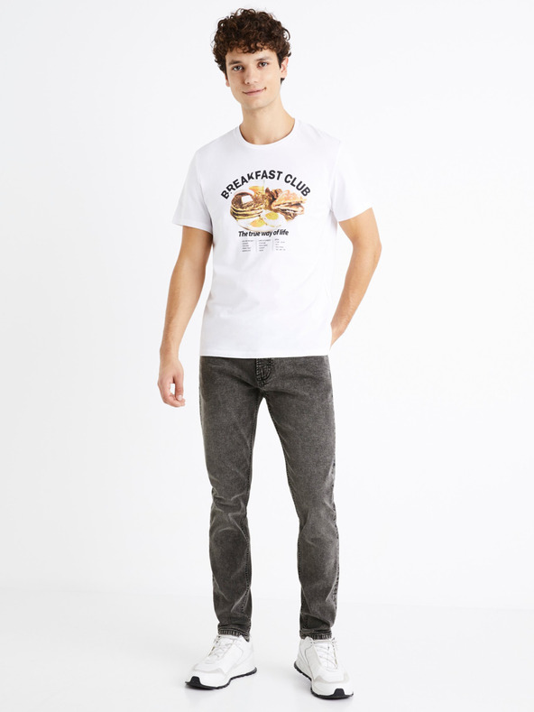 Celio Weißes Herren T-Shirt mit Druck Celio Debreaki