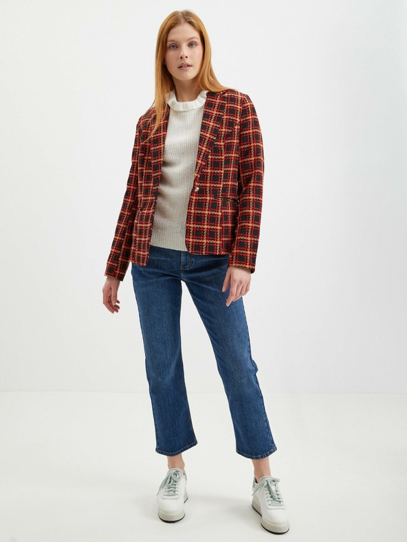 Orsay Schwarz-rot karierte Damenjacke ORSAY