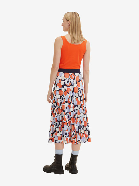Tom Tailor Tom Tailor Blau-orangefarbener Damen-Falten-Midirock