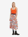Tom Tailor Tom Tailor Blau-orangefarbener Damen-Falten-Midirock