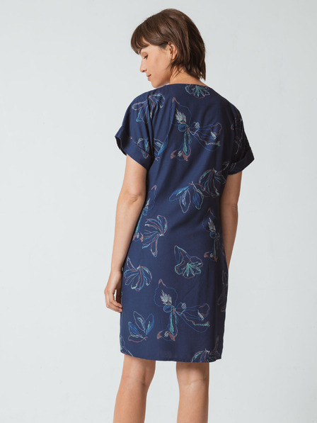 SKFK Dunkelblaues SKFK Belate geblümtes Wickelkleid für Damen
