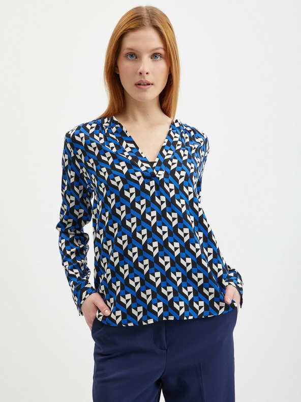 Orsay Blaue gemusterte Damenbluse ORSAY