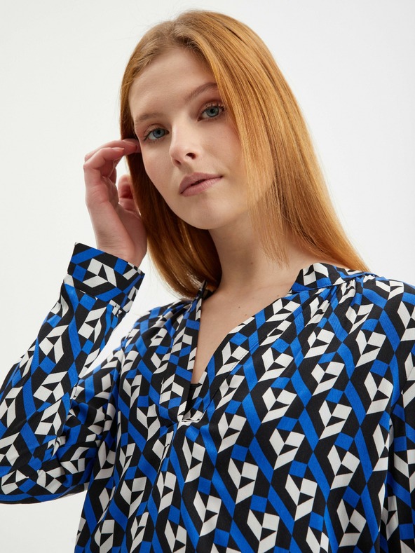 Orsay Blaue gemusterte Damenbluse ORSAY