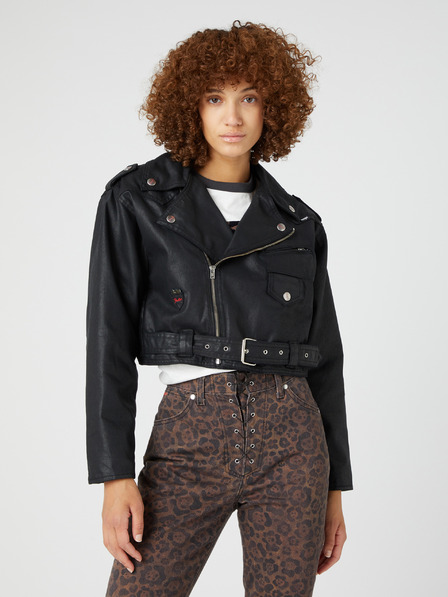 Wrangler Schwarze Wrangler Fender Collaboration Jacke für Damen, kurz und kurvig