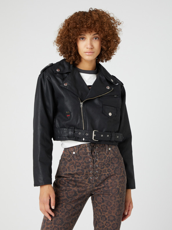 Wrangler Schwarze Wrangler Fender Collaboration Jacke für Damen, kurz und kurvig