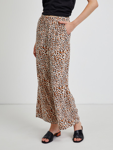Noisy May Beige gemusterte abgeschnittene Hose mit weitem Bein Noisy May Fiona