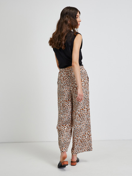 Noisy May Beige gemusterte abgeschnittene Hose mit weitem Bein Noisy May Fiona