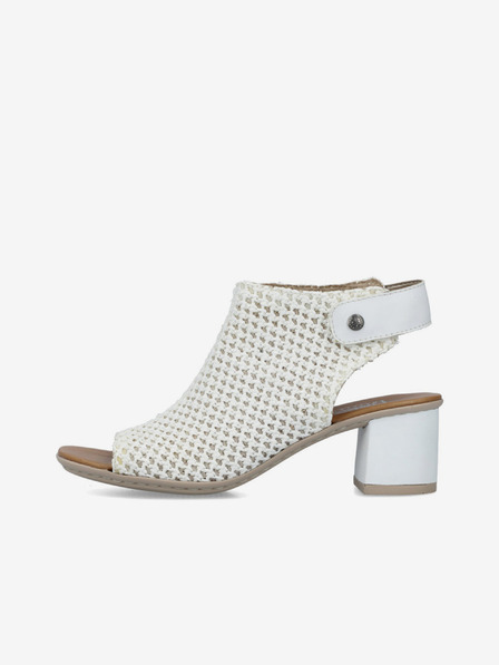 Rieker Weiße Damen-Sandalen mit Absatz Rieker