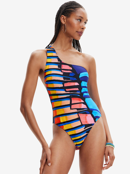 Desigual Schwarzer gestreifter Damen-Badeanzug Desigual Amazonas
