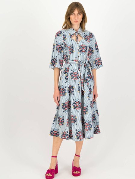 Blutsgeschwister Blau-weiß gestreiftes Damen Hemdblusenkleid Blutsgeschwister