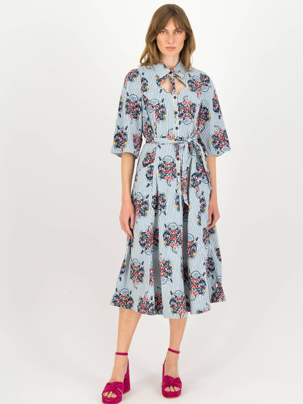 Blutsgeschwister Blau-weiß gestreiftes Damen Hemdblusenkleid Blutsgeschwister