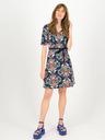 Blutsgeschwister Dunkelblaues geblümtes Damenkleid Blutsgeschwister