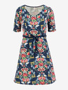 Blutsgeschwister Dunkelblaues geblümtes Damenkleid Blutsgeschwister