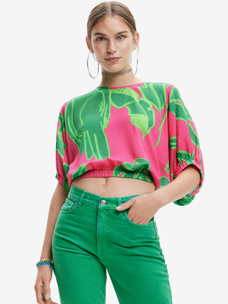 Desigual Grünes und rosa Desigual Garret Damen-Top
