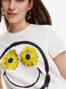 Desigual Weißes Desigual Margarita Smiley Damen T-Shirt