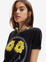 Desigual Schwarzes Desigual Margarita Smiley-T-Shirt für Frauen