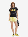 Desigual Schwarzes Desigual Margarita Smiley-T-Shirt für Frauen