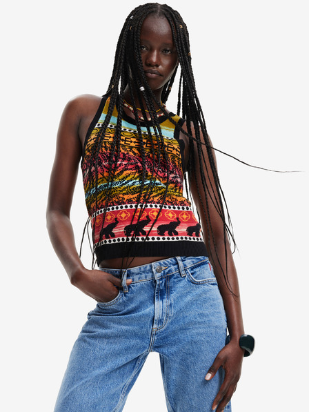 Desigual Schwarzes gemustertes Damen-Top Desigual Xenia