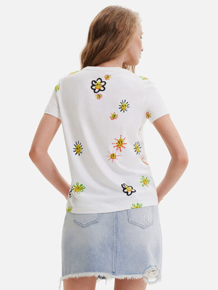 Desigual Weißes bedrucktes Damen-T-Shirt Desigual Margapepo