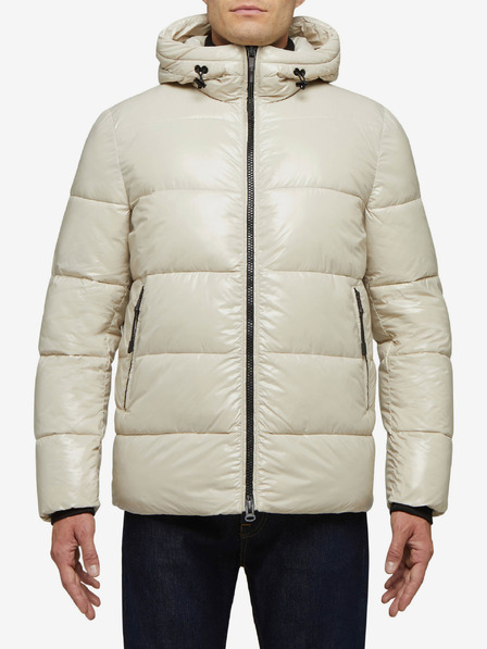 Geox Cremefarbene Herren-Steppwinterjacke mit Kapuze Geox Sile